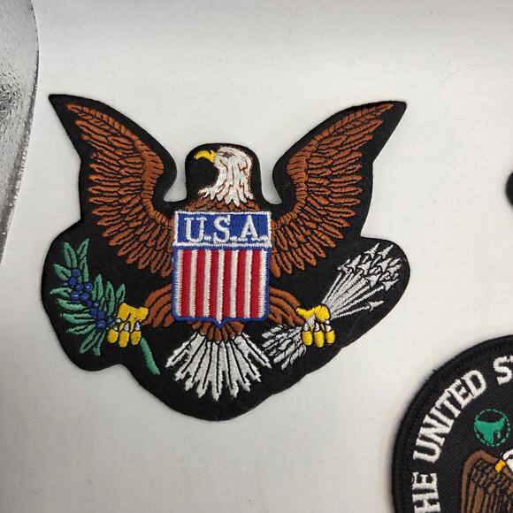 Lot of 9 USA Patriotic Eagle Flag Embroidered Patches Sew On Craft DIY Set - Picture 8 of 11